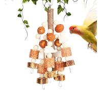 Parrot Toys, Chewing Cockatiel Cage Decor, Natural Nut String Toy, Interactive Hanging Game, 11.42x3.94x3.94 inches, Ideal for Conure, Lovebird, Macaw, Finches, Mynah, Aviary Use