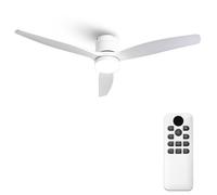 Parrot Uncle Ventilateur de Plafond ABS 132cm avec LED, Télécommande, 6 Vitesses, 3 Pales, Fonction Été/Hiver, Minuterie, Blanc