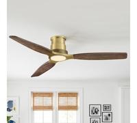 Parrot Uncle Ventilateur de Plafond avec éclairage 142cm, Cct Modulable 2700-6500k, Moteur DC Silencieux 35w, 6 Vitesses, Fonction été-Hiver/Mémoire, Télécommande, Pales en Bois Massif four Chambre