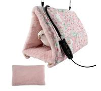 Parrot Warm Nest, Winter Heating Cockatiel House, Removeable Heating Pad, Plush Bird Sleeping Nest with Removable USB Warmer Pads for Cockatiels and Budgies, 25x16x22cm