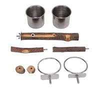 Parrot Wood Stand with Stainless Steel Food Bowl | Bird Cage Feeder Set | Genuine Fruit Wood Pole/Detachable Bowl | Exercise Feet & Avoid Dumping (S(Approx. 283 X 180mm / 11.14 X 7.09in))