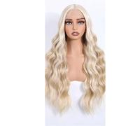 Parrucca Da Donna In Pizzo Con Onde Profonde, 28 Pollici, Sintetica, Casual, Per Cosplay, Con Parte Frontale In Pizzo E Mèches.