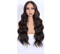 Parrucca Da Donna In Pizzo Con Onde Profonde, 28 Pollici, Sintetica, Casual, Per Cosplay, Con Parte Frontale In Pizzo E Mèches.