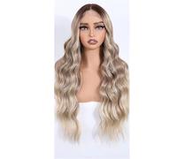 Parrucca Da Donna In Pizzo Con Onde Profonde, 28 Pollici, Sintetica, Casual, Per Cosplay, Con Parte Frontale In Pizzo E Mèches.