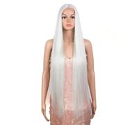 Parrucca Da Donna Lunga E Dritta In Pizzo Sintetico Con Mèches Frontali In Pizzo Per Cosplay, Per Uso Quotidiano