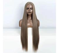 Parrucca Da Donna Lunga E Dritta In Pizzo Sintetico Con Mèches Frontali In Pizzo Per Cosplay, Per Uso Quotidiano