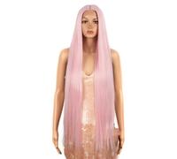 Parrucca Da Donna Lunga E Dritta In Pizzo Sintetico Con Mèches Frontali In Pizzo Per Cosplay, Per Uso Quotidiano