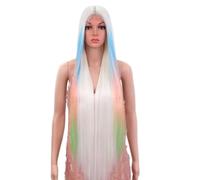 Parrucca Da Donna Lunga E Dritta In Pizzo Sintetico Con Mèches Frontali In Pizzo Per Cosplay, Per Uso Quotidiano