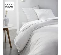 Parrure de lit TODAY Prestige - 240 x 260 cm - 2 personnes - 100% Percale Finition dentelle - Craie
