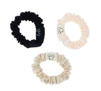 PARSA Beauty Disney Mickey Mouse Lot de 3 chouchous pour cheveux avec étiquette en tissu Noir/beige/crème Pour femme et fille