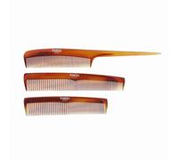 PARSA Beauty ensemble de coiffage peigne 3 pièces - Peignes en acétate de cellulose pour femmes et hommes - Peigne cheveux à queue, de coiffage et de poche pour cheveux mouillés et secs