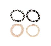 PARSA Beauty Lot de 4 élastiques à cheveux texturés pour femme Motif Mickey Mouse Noir/beige