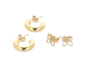 PARSA Beauty Signature Lot de 4 boucles d'oreilles créoles étanches en acier inoxydable plaqué or 18 carats pour femme