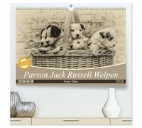 Parson Jack Russel Welpen (hochwertiger Premium Wandkalender 2026 DIN A2 quer), Kunstdruck in Hochglanz: Ein lustiger Haufen Parson Jack Russell Welpen begleitet Sie durchs Jahr.