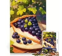 Part de Tarte aux myrtilles avec Fourchette, Puzzle de 1000 pièces pour Adultes, Stimulant et apaisant, Bords réguliers, (38x26cm)