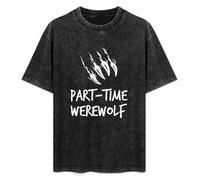 Part-Time Werewolf Black T-Shirt Printed Tee Graphic Top for Men Unisex Shirt M