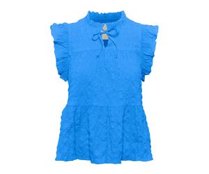 Part Two - Chemisier à manches à volants et col en V - Femme - Tops - Bleu - Taille: 38 FR