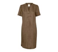 Part Two, Femme, Robes, Brun, Taille: 36 FR Robe en Lin Simple avec Col en V