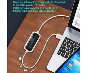 Partage de fichiers et synchronisation en ligne via USB PC à PC, pont de transfert de données direct, câble LED, copie facile entre deu