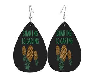 Partager, c'est aimer. Boucles d'oreilles en cuir avec pin à l'envers bien visible, accessoire de mode, idéal pour les fêtes, les vacances et le quotidien.