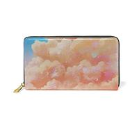 Partenaire d'art Village De L'Enfance du Nuage Portefeuille Zipper Long Bourse en Cuir Véritable avec Titulaire de la Carte de Crédit pour Téléphone Femmes Fille Hommes