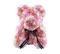 Parterre de fleurs - Ours rouge, mignon et romantique - Ours rose éternel de 25 cm pour la Saint-Valentin, la fête des mères, Noël, Thanksgiving