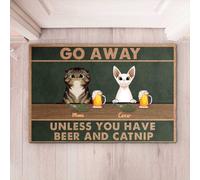 Partez sauf Si Vous Avez De La Bière Et De l'herbe À Chat - Animal De Compagnie Personnalisé pour Chat Paillasson De Bienvenue Doux Tapis De Porte Antidérapant Tapis De Bain 40X60Cm