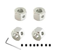 Parti RC Pour WPL D12 C14 C24 B14 B16 Pour MN D90 D91 4 Pièces Adaptateur Hexagonal Pour Moyeu De Roue De 5 Mm À 12 Mm Voiture Télécommandée Pièces De Mise À Niveau(Silver)