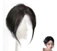 Partial Bangs Hair Piece, Human Hair Topper Handwoven Made Hair Pieces Clip in Hair Wiglets for Women Thinning Hai (Brown Black,One Size)