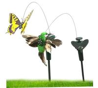 PARTICES DE Jardin Solar 2PCS Flutterfly et Colibri Jardin pieu de réaliste décorations conviviales pour la pelouse, Le Parc extérieur, Couleur aléatoire, enjeu Papillon Solaire, enjeux