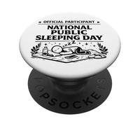 Participant Officiel National Public Sleeping Day Nap Humour PopSockets PopGrip Adhésif