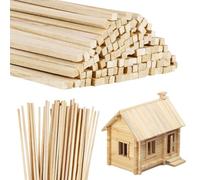 Partideal Lot de 120 bâtons en bois de balsa, 3 chevilles en bois naturel de 3 x 300 mm