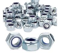 Partideal Lot de 50 écrous M6, en acier galvanisé A2 V2A DIN985, écrous de sécurité hexagonaux, écrous hexagonaux avec filetage métrique