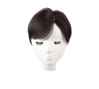 Partie Latérale Courte Cheveux Humains for Femmes, Base Invisible, Postiche Toupet Moelleux À Clipser Clairsemés, Couverture Complète 360° Effet naturel et Volumineux(Natural Black)