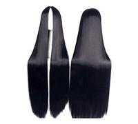 Partie moyenne universelle longue droite noire perruque hommes femmes Anime dessin animé Cosplay perruque centrale de séparation perruques synthétiques faux cheveux 150 cm