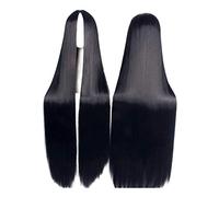 Partie moyenne universelle longue droite noire perruque hommes femmes Anime dessin animé Cosplay perruque centrale de séparation perruques synthétiques faux cheveux 100 cm
