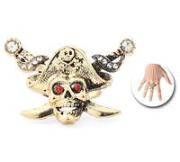 Partilandia Bague de pirate avec tête de mort et épées (taille unique)