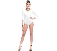 Partilandia Body ou maillot Sevillana Lycra avec volant blanc pour femme (taille M)