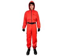Partilandia Combinaison rouge à capuche pour enfant avec ceinture déguisée, tailles enfant de 5 à 15 ans, taille 13 à 15 ans
