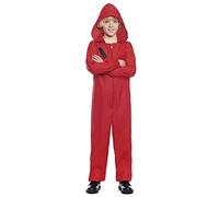 Partilandia Combinaison Rouge Costume de Travail avec Fermeture Éclair et Capuche Enfants (10-12 ans) (+tailles) Halloween et Carnaval