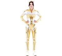 Partilandia Costume de Robot Femme Star Doré Femme Taille M