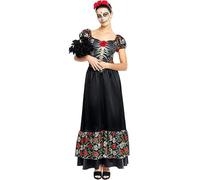 Partilandia Déguisement Catrina robe longue noire pour femme (taille L)