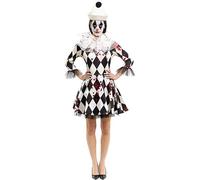 Partilandia Déguisement de clown Pierrot tueur avec bonnet pour femme (Taille S)