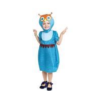 Partilandia Déguisement de hibou en robe bleue avec capuche pour bébé et fille de 6 à 12 mois