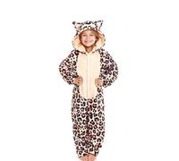 Partilandia Déguisement de pyjama léopard marron avec capuche pour fille de 10 à 12 ans