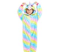 Partilandia Déguisement de pyjama licorne arc-en-ciel à capuche pour fille de 5 à 6 ans