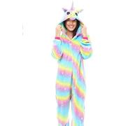 Partilandia Déguisement de pyjama licorne arc-en-ciel pour femme, multicolore, S