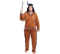 Partilandia Déguisement indien marron pour homme, taille L