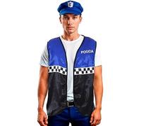 Partilandia Gilet de police bleu à carreaux adulte (taille unique)