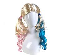 Partilandia Harley Quinn Perruque pour femme Bleu et Rouge Pour Halloween ou Carnaval